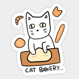 White Cat Bakery Neko Cute Kawaii Funny Meme Cooking Bread Sticker